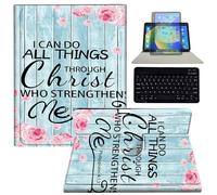 BEOTIWAD Keyboard Tablet Case with Pen Holder for Samsung Galaxy Tab A9+ 10.9 Inch 2023 Model (SM-X210/X216/X218), 360 Degree Rotating Stand Acrylic Protective Cover,Bible Verses Philippians 4-13