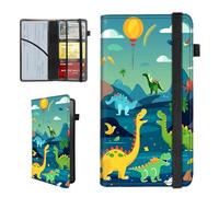 BEOTIWAD Kids Dinosaur Pattern Car Insurance and Registration Holder,PU Leather Vehicle Glove Box Paperwork Wallet Case Document Essential Documents Organizer for Driver's License Cards