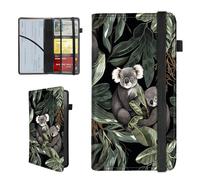BEOTIWAD Koalas Leaves Pattern Car Insurance and Registration Holder,PU Leather Vehicle Glove Box Paperwork Wallet Case Document Essential Documents Organizer for Driver's License Cards