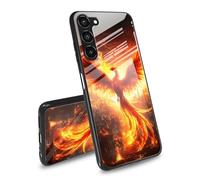 BEOTIWAD Majestic Phoenix Rising Theme Case for Samsung Galaxy S22 Tempered Glass Back Cover Side Soft TPU Bumper Cutting Groove Anti-Skid Design Protective Cover for Samsung S22