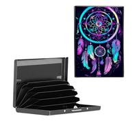 BEOTIWAD Metal Wallet,Credit Card Holder for Women Men, Mini Slim Aluminum Wallet RFID Blocking Holder Small Business Hard Card Case Card Holder ID Case Travel Wallet,Rainbow Dream Catcher