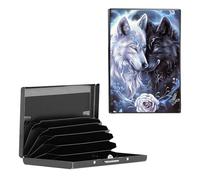 BEOTIWAD Metal Wallet,Credit Card Holder for Women Men, Mini Slim Aluminum Wallet RFID Blocking Holder Small Business Hard Card Case Card Holder ID Case Travel Wallet,Wolf in Love Rose