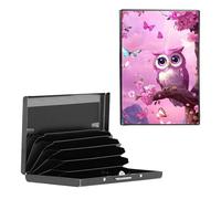 BEOTIWAD Metal Wallet,Credit Card Holder for Women Men, Mini Slim Aluminum Wallet RFID Blocking Holder Small Business Hard Card Case Card Holder ID Case Travel Wallet,Cute Little Owl