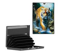 BEOTIWAD Metal Wallet,Credit Card Holder for Women Men, Mini Slim Aluminum Wallet RFID Blocking Holder Small Business Hard Card Case Card Holder ID Case Travel Wallet,Tiger Butterfly