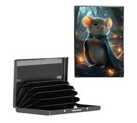 BEOTIWAD Metal Wallet,Credit Card Holder for Women Men, Mini Slim Aluminum Wallet RFID Blocking Holder Small Business Hard Card Case Card Holder ID Case Travel Wallet,Cute Little Mouse