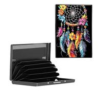 BEOTIWAD Metal Wallet,Credit Card Holder for Women Men, Mini Slim Aluminum Wallet RFID Blocking Holder Small Business Hard Card Case Card Holder ID Case Travel Wallet,Colorful Dream Catcher