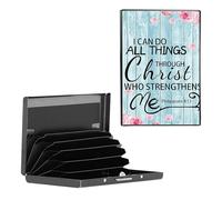 BEOTIWAD Metal Wallet,Credit Card Holder for Women Men, Mini Slim Aluminum Wallet RFID Blocking Holder Small Business Hard Card Case Card Holder ID Case Travel Wallet,Bible Verses Philippians 4-13