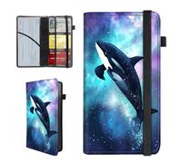 BEOTIWAD Orca Whale Pattern Car Insurance and Registration Holder,PU Leather Vehicle Glove Box Paperwork Wallet Case Document Essential Documents Organizer for Driver's License Cards