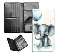 BEOTIWAD Passport Wallet Passport Family Holder RFID Blocking Zipper Travel Card Organizer with Wrist Strap Document Organizer for Women Men, Elephant Balloons