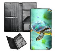 BEOTIWAD Passport Wallet Passport Family Holder RFID Blocking Zipper Travel Card Organizer with Wrist Strap Document Organizer for Women Men, Sea Turtles