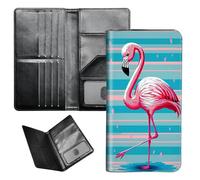 BEOTIWAD Passport Wallet Passport Family Holder RFID Blocking Zipper Travel Card Organizer with Wrist Strap Document Organizer for Women Men, Flamingo Pink