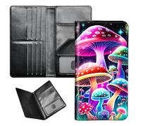 BEOTIWAD Passport Wallet Passport Family Holder RFID Blocking Zipper Travel Card Organizer with Wrist Strap Document Organizer for Women Men, Mushroom