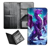BEOTIWAD Passport Wallet Passport Family Holder RFID Blocking Zipper Travel Card Organizer with Wrist Strap Document Organizer for Women Men, Purple Dragon