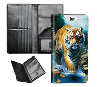 BEOTIWAD Passport Wallet Passport Family Holder RFID Blocking Zipper Travel Card Organizer with Wrist Strap Document Organizer for Women Men, Tiger Butterfly