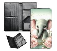 BEOTIWAD Passport Wallet Passport Family Holder RFID Blocking Zipper Travel Card Organizer with Wrist Strap Document Organizer for Women Men, Baby Elephant