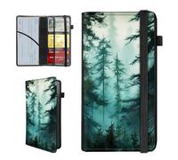 BEOTIWAD Pine Trees Misty Pattern Car Insurance and Registration Holder,PU Leather Vehicle Glove Box Paperwork Wallet Case Document Essential Documents Organizer for Driver's License Cards