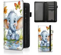 BEOTIWAD Premium Leather Checkbook Cover -Baby Elephant In The Water Theme Design Check Book Holder Wallet - RFID Blocking Wallet for Men & Women