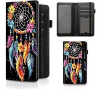 BEOTIWAD Premium Leather Checkbook Cover - Check Book Holder Wallet - RFID Blocking Wallet for Men & Women, Colorful Dream Catcher