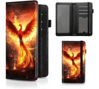 BEOTIWAD Premium Leather Checkbook Cover -Majestic Phoenix Rising Theme Design Check Book Holder Wallet - RFID Blocking Wallet for Men & Women