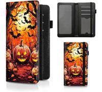 BEOTIWAD Premium Leather Checkbook Cover -Pumpkins In The Woods Theme Design Check Book Holder Wallet - RFID Blocking Wallet for Men & Women