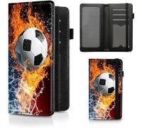 BEOTIWAD Premium Leather Checkbook Cover -Soccer Ball On Fire Theme Design Check Book Holder Wallet - RFID Blocking Wallet for Men & Women