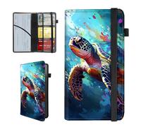 BEOTIWAD Sea Turtle In The Ocean Pattern Car Insurance and Registration Holder,PU Leather Vehicle Glove Box Paperwork Wallet Case Document Essential Documents Organizer for Driver's License Cards