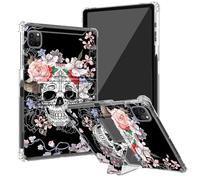 BEOTIWAD Sugar Skull Clear Case for iPad Pro 12.9(6th/5th/4th/3rd Generation, 2022/2021/2020/2018) with Kickstand and Pencil Holder,Transparent TPU Back Shockproof Shell Cover