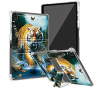 BEOTIWAD Tiger Butterfly Clear Case for Samsung Galaxy Tab A7 Lite 8.7 Inch 2021 Model (SM-T220/T225/T227) with Kickstand and Pencil Holder,Transparent TPU Back Shockproof Shell Cover