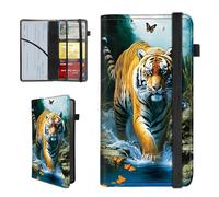 BEOTIWAD Tiger Butterfly Pattern Car Insurance and Registration Holder,PU Leather Vehicle Glove Box Paperwork Wallet Case Document Essential Documents Organizer for Driver's License Cards