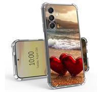 BEOTIWAD Two Red Hearts On The Beach Clear Case for Samsung Galaxy A16 5G 6.7" Slim Transparent Anti-Yellow TPU Military Protective Tough Durable Bumper Protective Cover for Samsung A16 5G