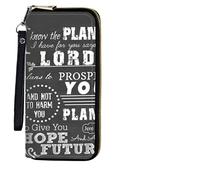 BEOTIWAD Women's Wallet,Wristlet Large Long Purse Zip Travel Purse RFID Blocking Large Capacity Credit Card Holder with Grip Hand Strap, Jeremiah 29-11 Bible Verse