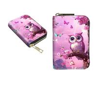 BEOTIWAD Zipper Wallet Wallet,Credit Card Holder for Women Men, Business Card Holder RFID Blocking Holder Case Card Holder KeyChain Wallet ID Case Travel Wallet, Cute Little Owl