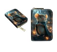 BEOTIWAD Zipper Wallet Wallet,Credit Card Holder for Women Men, Business Card Holder RFID Blocking Holder Case Card Holder KeyChain Wallet ID Case Travel Wallet, Cute Little Mouse