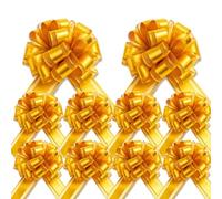 BeoTnp 10 PCS Bows for Gift Wrapping, Gold Pull Bows for Gift Wrapping, Ribbons for Gift Wrapping, Elegant Bows for Wedding Party Holiday Decorations, Decorate home interiors for Christmas