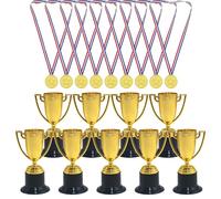 BeoTnp 18-Piece set Trophy Cup, 9 Pcs Medals and 9 Pcs Mini Trophies, Classroom School Award Gold Trophy, Party Rewards Trophies Props, Competition Ceremony Party Rewards Trophy Cup(Golden)