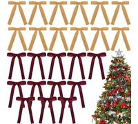 BeoTnp 24 Pieces Christmas Tree Decorations, Vintage Christmas Decor, Red Bows and Khaki Bows for Holiday Decor, 13x18cm Bows for Gift Wrapping and Home Party, Suitable for decorating Christmas trees
