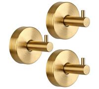 BeoTnp 3PCS Suction Cup Hooks, No Drill Hooks Heavy Duty, Round Nail Suction Cup Hook for Bathroom, 3 Pieces Gold Hooks, Suction Hooks with 15 cm Diameter
