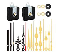 BeoTnp Clock Mechanism Kit, Quartz Clock Movement Replacement, Electric Clocks Mechanism, DIY Clocks Repair Kit, Includes 2 Sets of Mechanisms and 5 Sets of Hands(Gold-Black)