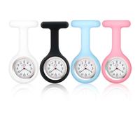 BeoTnp Nurses Fob Watch, 4 Pack Silicone Clip-On Fob Watches for Nurses for Medical Professionals, Healthcare Workers, Office Use, Travel, Medication Rounds, Sterile Procedures