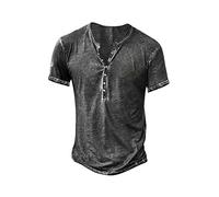 Beotyshow Men's Long-Sleeved Henley Shirt Men's Casual Shirt Vintage Casual Lightweight Cotton Slim Fit T-Shirt, A:Grey, S