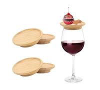 Beowanzk 4-Piece Charcuterie Set - Bamboo Coasters & Wine Glass Toppers for Parties & Gatherings