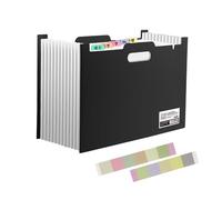 Beowanzk A4 Accordion File Organiser with Handles - 2000 Sheet Capacity, Waterproof PP Material, Index Tabs Included, Pen Holder & Portable Document Folder for Office/Student (Black)