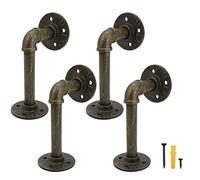 Beowanzk Shelf Brackets Heavy Duty,4Pcs Wall Brackets for Shelves,Scaffold Boards Shelving Brackets,L Shape Floating Angle Brackets,Industrial Pipe Metal Cast Iron Corner Shelf Brackets(Brown)