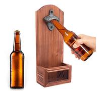 Beowanzk Wall Mounted Bottle Openers,Personalised Beer Opener for Home Pub,Wooden Bottle Opener with Catcher for Bar,Gardens