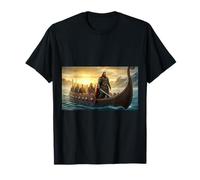Beowulf Arrives in Denmark with Warriors Vikings Boat Myth T-Shirt