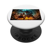 Beowulf Battles the Monster Grendel at Night nordic saga PopSockets Adhesive PopGrip