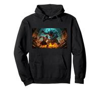Beowulf Battles the Monster Grendel at Night nordic saga Pullover Hoodie