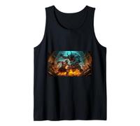 Beowulf Battles the Monster Grendel at Night Nordic saga Tank Top