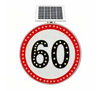 BeoyNot 24"/30" Speed Limit 10-90 MPH Sign, Flashing Solar Powered LED Speed Limit Signs, Speed Indicator Signs, with Accessories, Easy to Mount, For Traffic Safety 60-30in