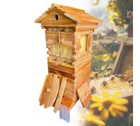 BeoyNot Beehive Kit, Carpenter Bee House, Flow Hive with Observation Window & Honey Spout, Wooden Bee Box with Integrated Carpenter Bee House, 25.78 * 14.9 * 10 in